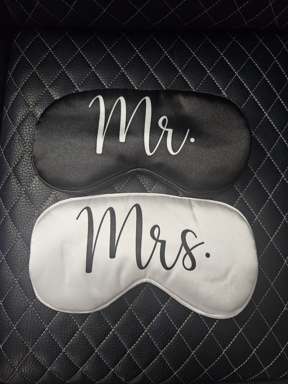 Mr and Mrs Sleep Mask Set Satin Bride Groom Honeymoon Gift New